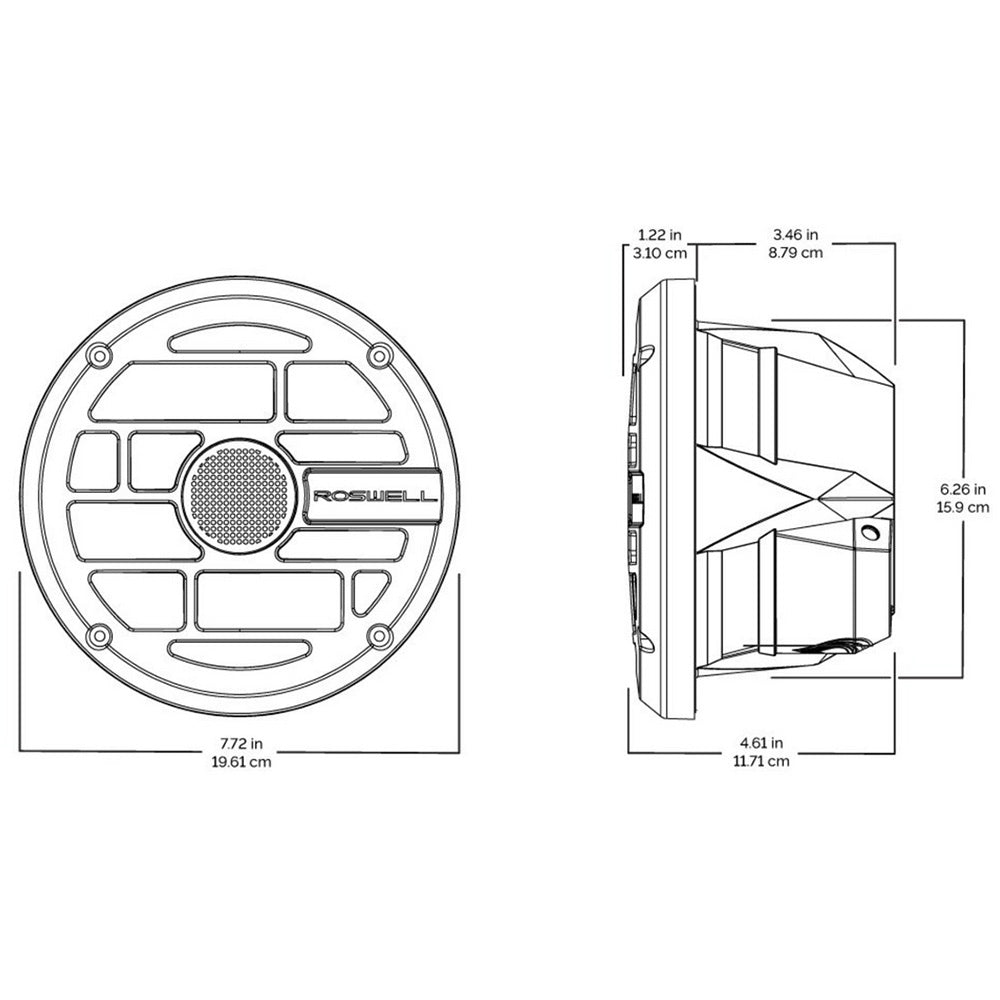 Roswell R Series 6.5 Marine Speakers - Anthracite Grille - 60W RMS  120W Peak Power