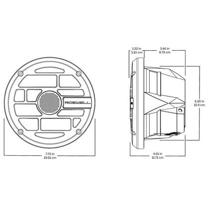 Roswell R Series 6.5 Marine Speakers - Anthracite Grille - 60W RMS  120W Peak Power