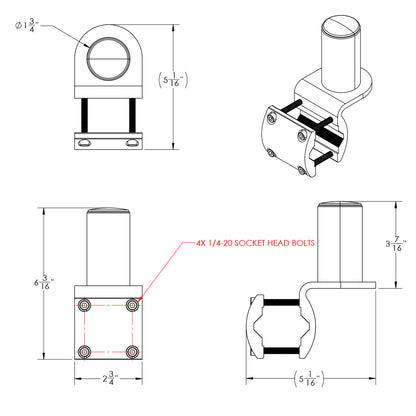 TACO ShadeFin Mini Square Tube Rail Mount