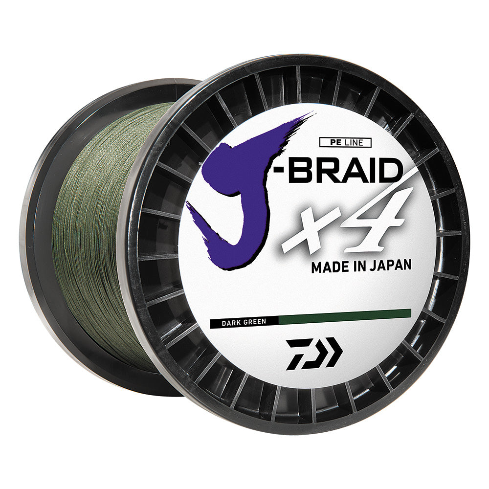 Daiwa J-BRAID x4 Braided Line - 40lb - 300 yds - Dark Green