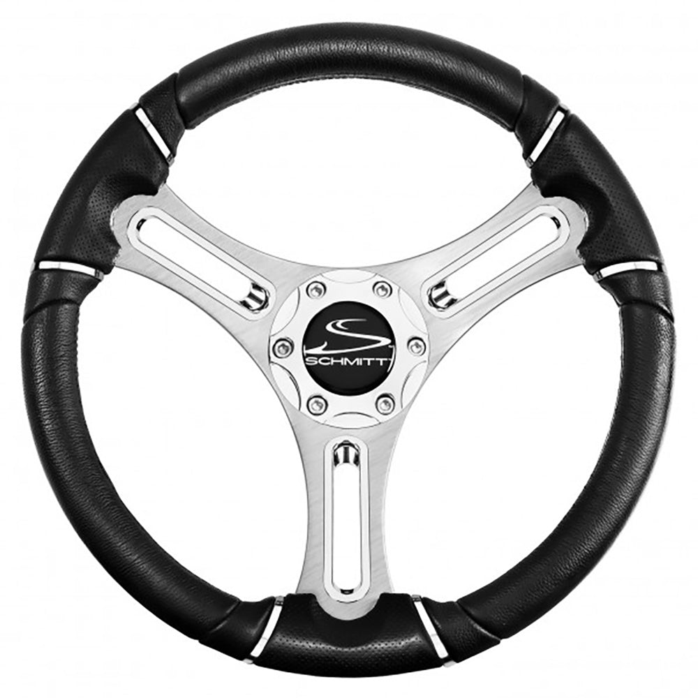 Schmitt Marine Torcello 14" Wheel - 04 Series - Polyurethane Wheel w/Chrome Trim  Cap - Brushed Spokes - 3/4" Tapered Shaft