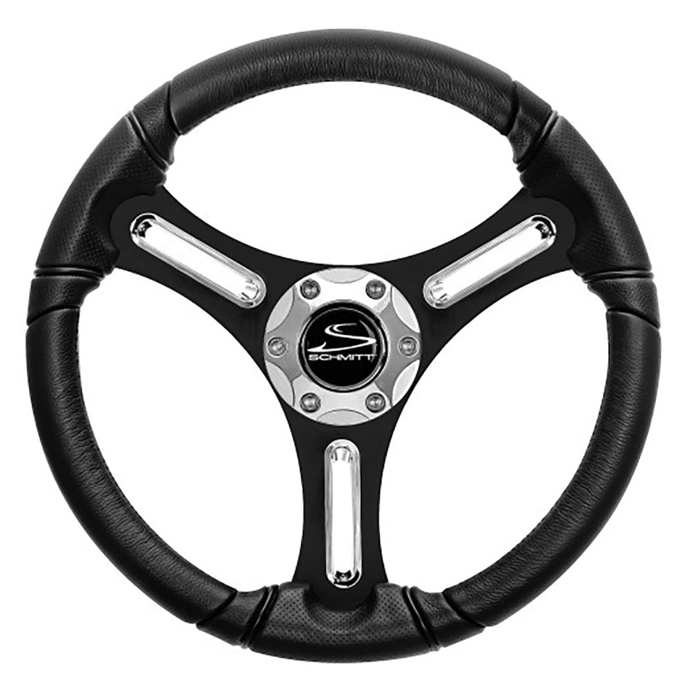 Schmitt Marine Torcello 14" Wheel - 03 Series - Polyurethane Wheel w/Chrome Spoke Inserts  Cap - Black Brushed Spokes - 3/4" - Retail Packaging