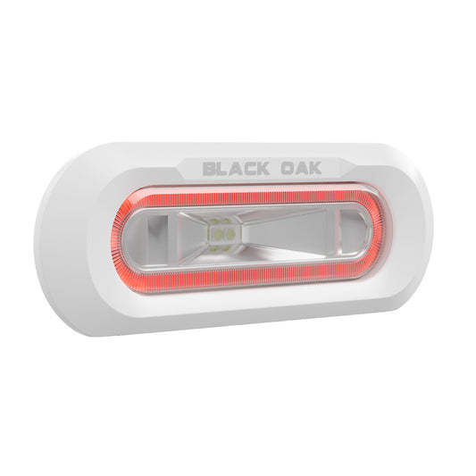 Black Oak Low Pro Marine Spreader Light - Flush Mount - White Housing - Red LED