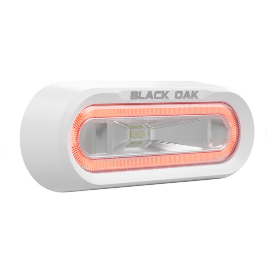 Black Oak Low Pro Off Road Spreader Light - Bracket Mount - White Housing - Red LED