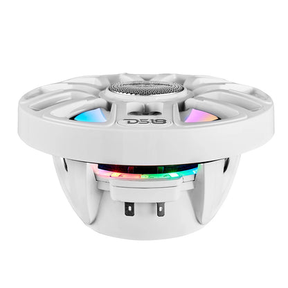 DS18 6.5" 2-Way Coaxial Marine Speakers w/Digital LED Lights  Bullet Tweeter - White - 150W, 4-Ohm