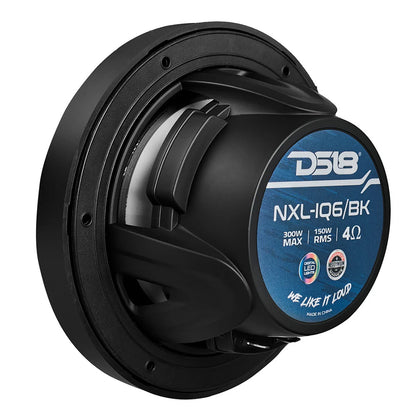 DS18 6.5" 2-Way Coaxial Marine Speakers w/Digital LED Lights  Bullet Tweeter - Black - 150W, 4-Ohm