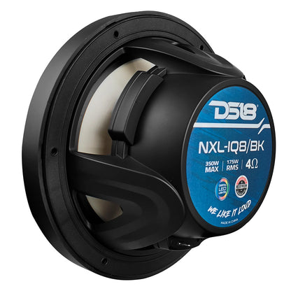 DS18 8" 2-Way Coaxial Marine Speakers w/Digital LED Lights  Bullet Tweeter - Black - 175W, 4-Ohm