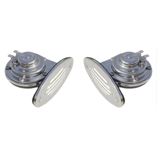 Schmitt Marine Mini Stainless Steel Dual Drop-In Horn w/Stainless Steel Grills High  Low Pitch