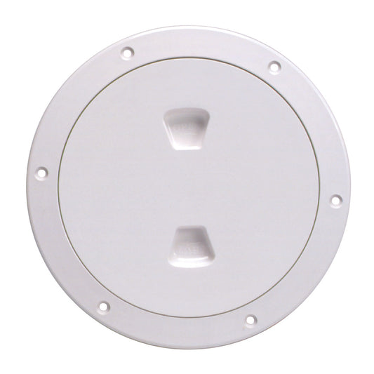 Beckson 6" Smooth Center Screw-Out Deck Plate - White