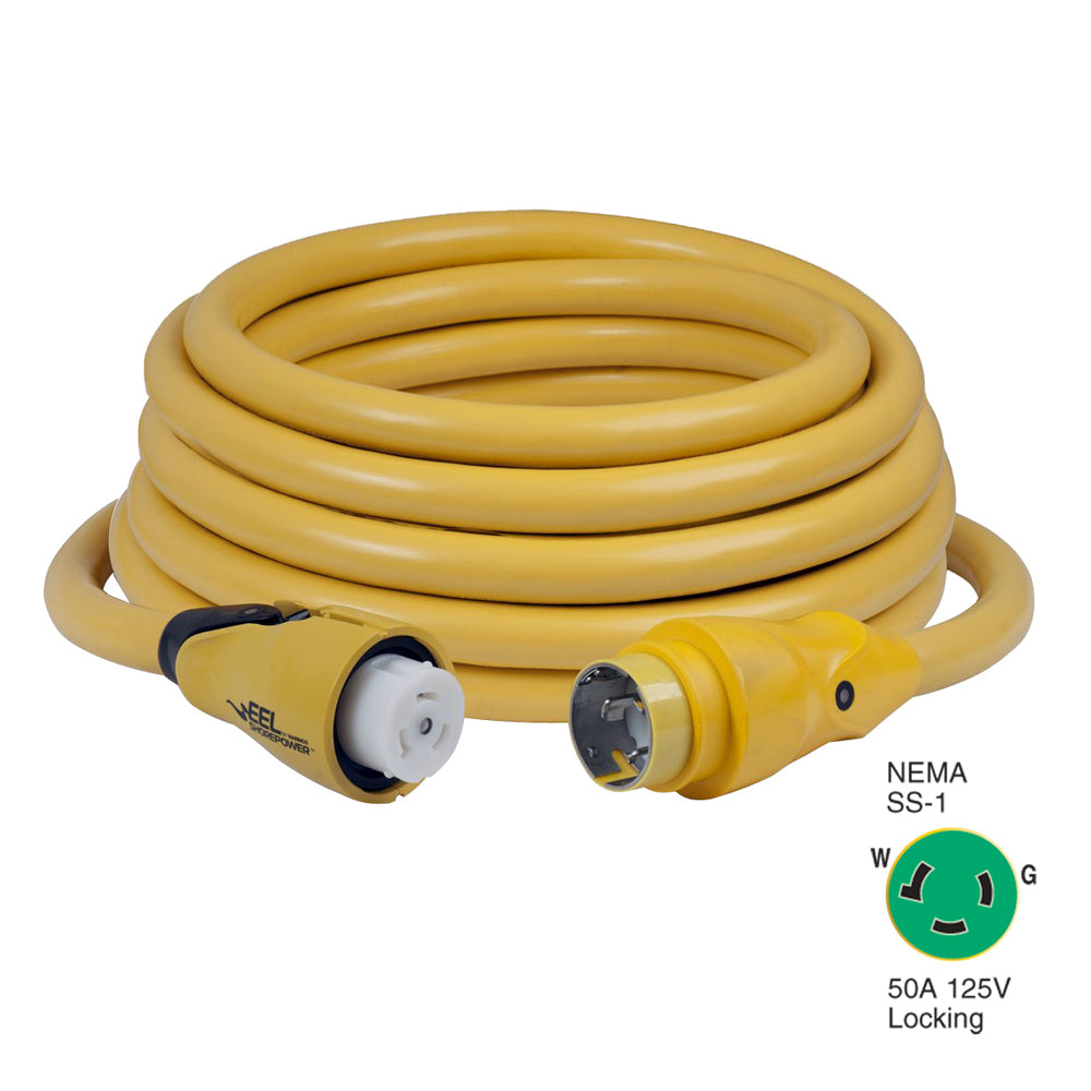 Marinco CS503-50 EEL 50A 125V Shore Power Cordset - 50' - Yellow