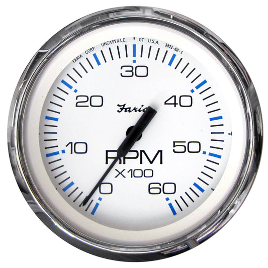 Faria Chesapeake White SS 4" Tachometer - 6000 RPM (Gas) (Inboard  I/O)