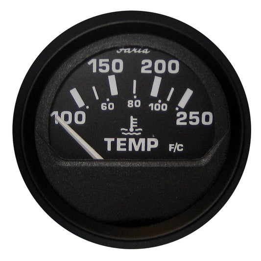 Faria Euro Black 2" Water Temperature Gauge (100-250 DegreeF)