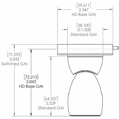 Lumitec GAI2 White Dimming/Red & Blue Non-Dimming Heavy Duty Base - Brushed Housing