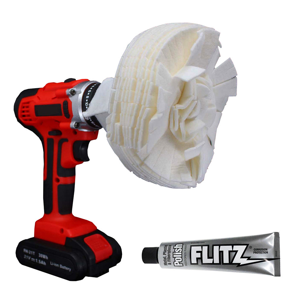 Flitz Buff Ball - Extra Large 7" - White w/1.76oz Tube Flitz Polish