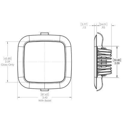 Lumitec Square Mirage Down Light - White Dimming, Red/Blue Non-Dimming - Polished Bezel