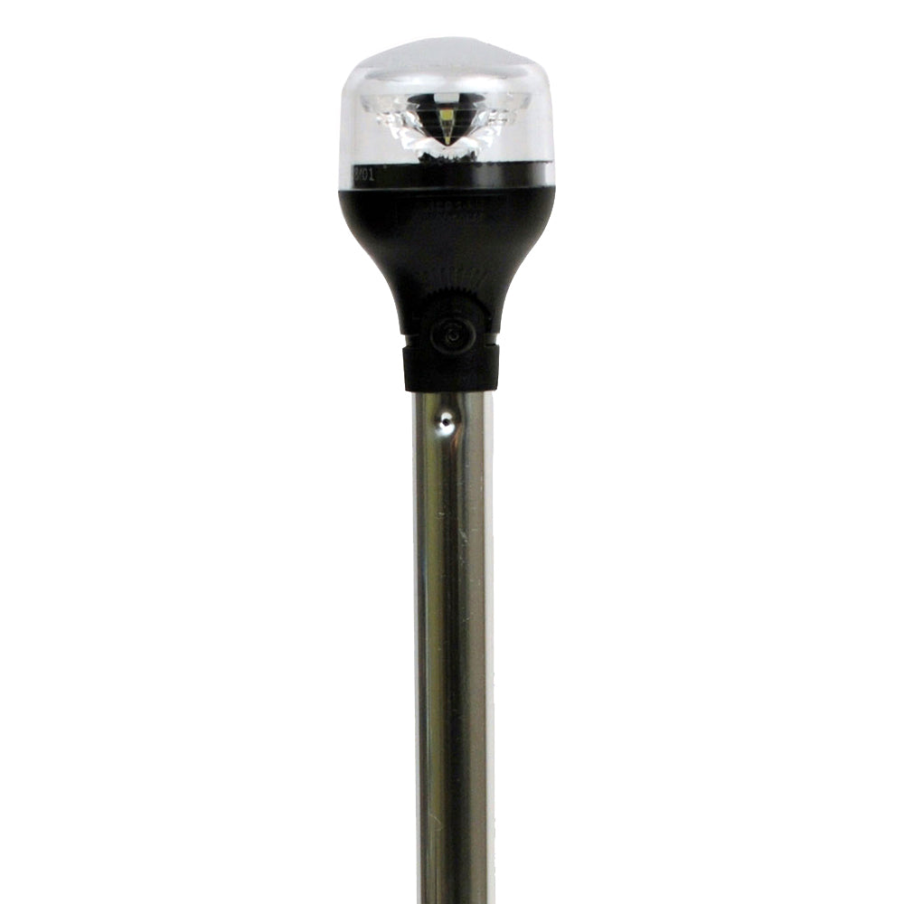 Attwood LightArmor Plug-In All-Around Light - 20" Aluminum Pole - Black Horizontal Composite Base w/Adapter