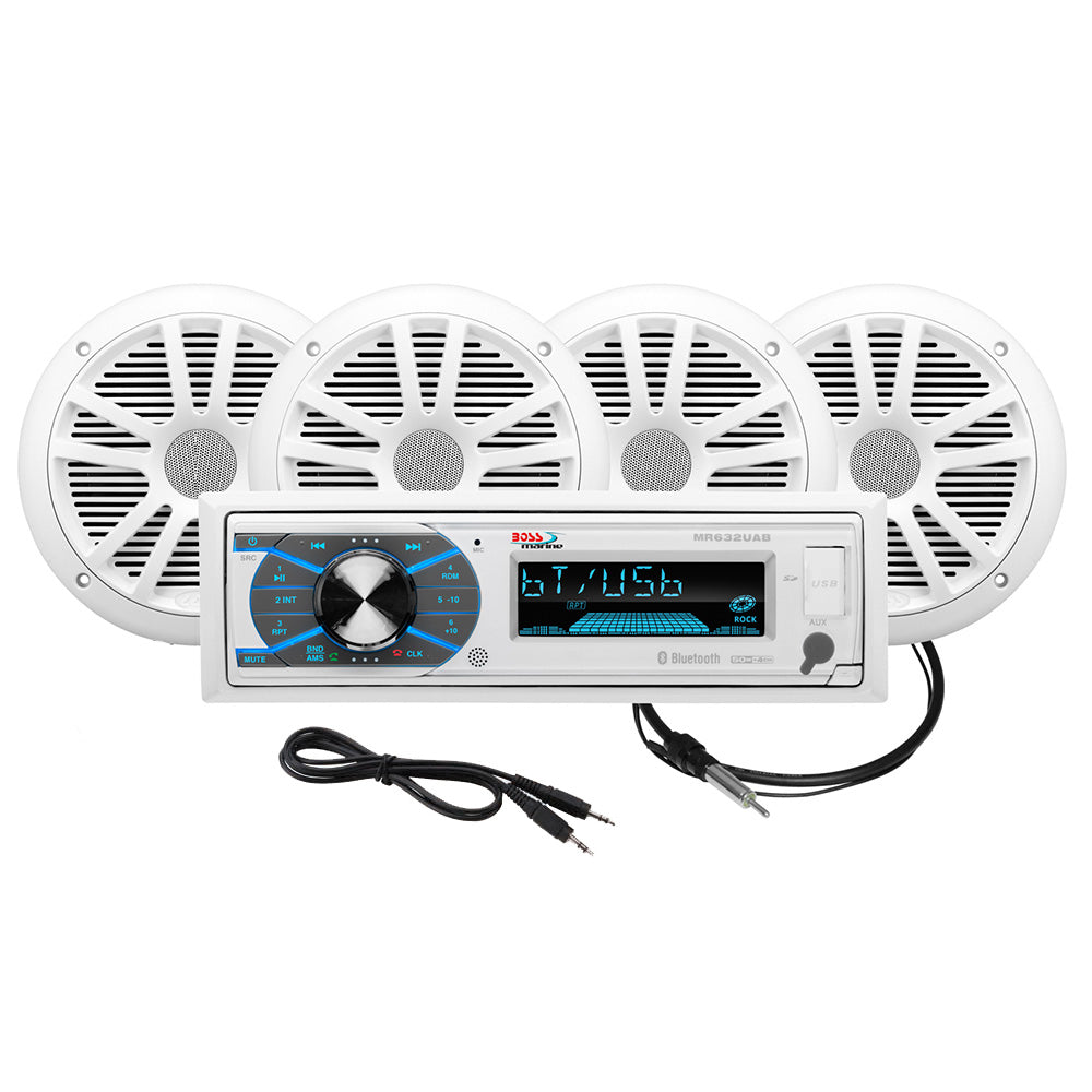 Boss Audio MCK632WB.64 Marine Stereo  2 Pairs of 6.5" Speaker Kit - White