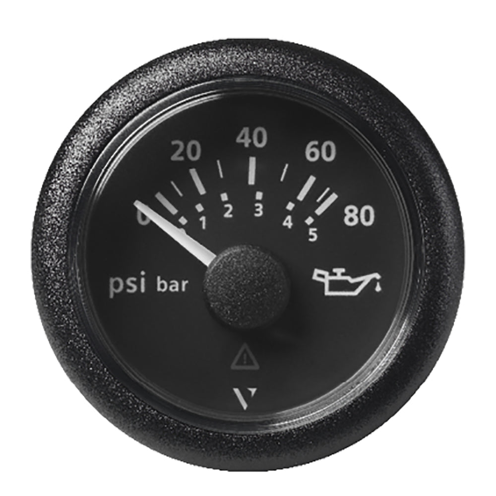 Veratron 52MM (2-1/16") ViewLine Oil Pressure Gauge 80 PSI/5 Bar - Black Dial  Round Bezel