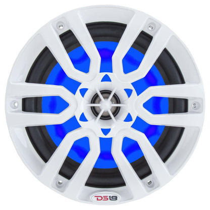 DS18 HYDRO 8" 2-Way Marine Speakers w/RGB LED Lights 375W - White