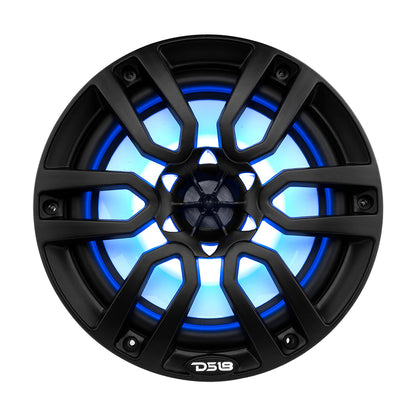 DS18 HYDRO 8" 2-Way Marine Speakers w/RGB LED Lights 375W - Matte Black