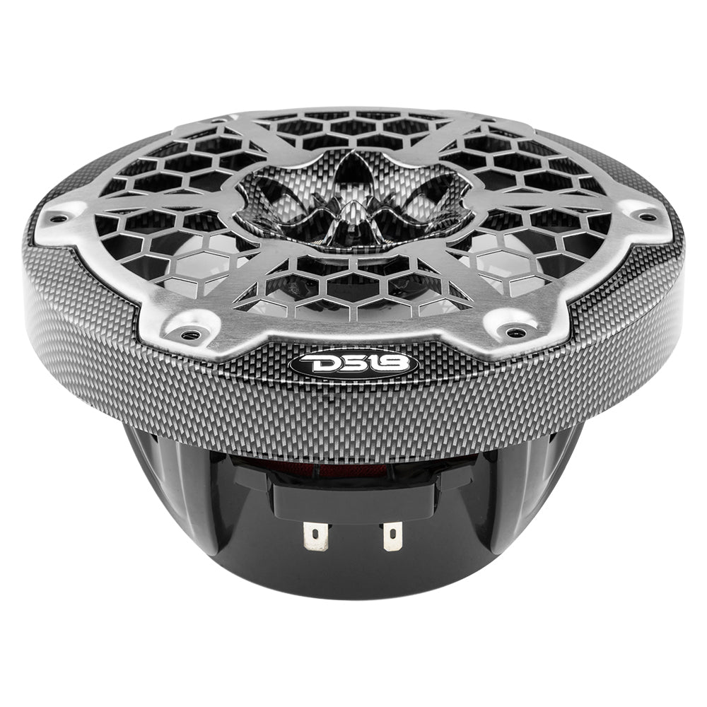 DS18 HYDRO 6.5" 2-Way Marine Speakers w/RGB LED Lights 375W - Black Carbon Fiber