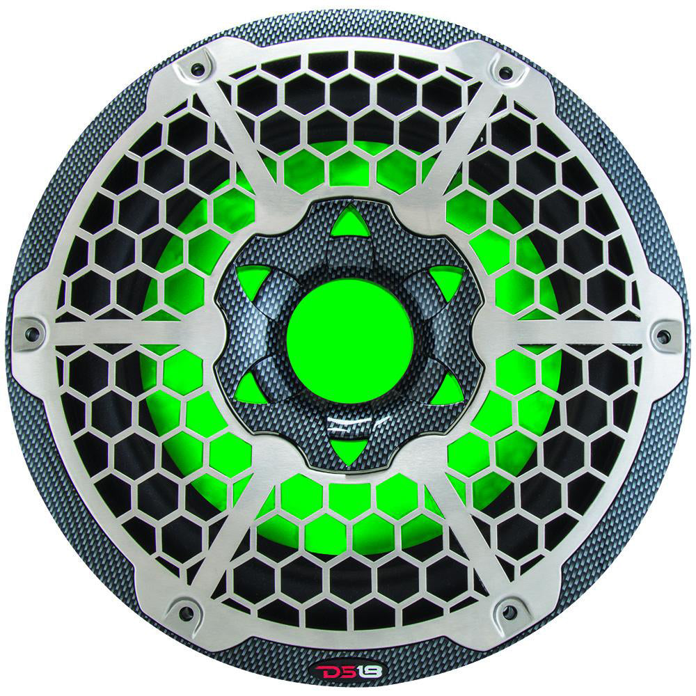 DS18 HYDRO 10" Subwoofer w/RGB Lights - 600W - Carbon Fiber