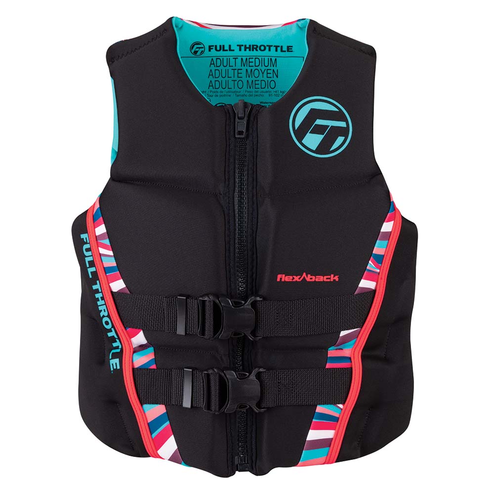 Full Throttle Womens Rapid-Dry Flex-Back Life Jacket - Womens XS - Pink/Black