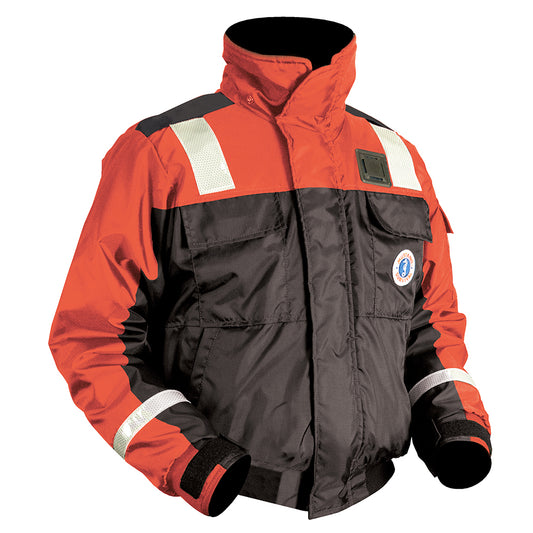 Mustang Classic Flotation Bomber Jacket w/Reflective Tape - Orange/Black - XL