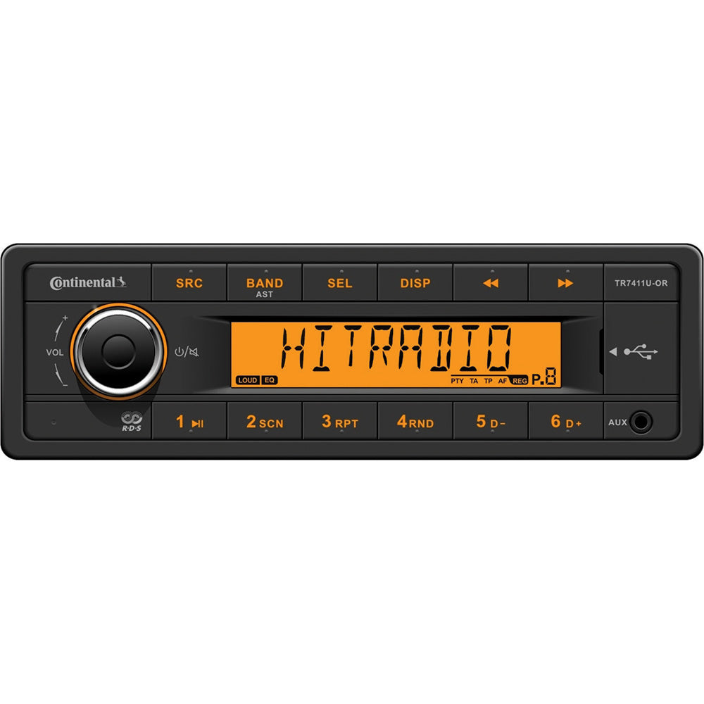 Continental Stereo w/AM/FM/USB - Harness Included - 12V