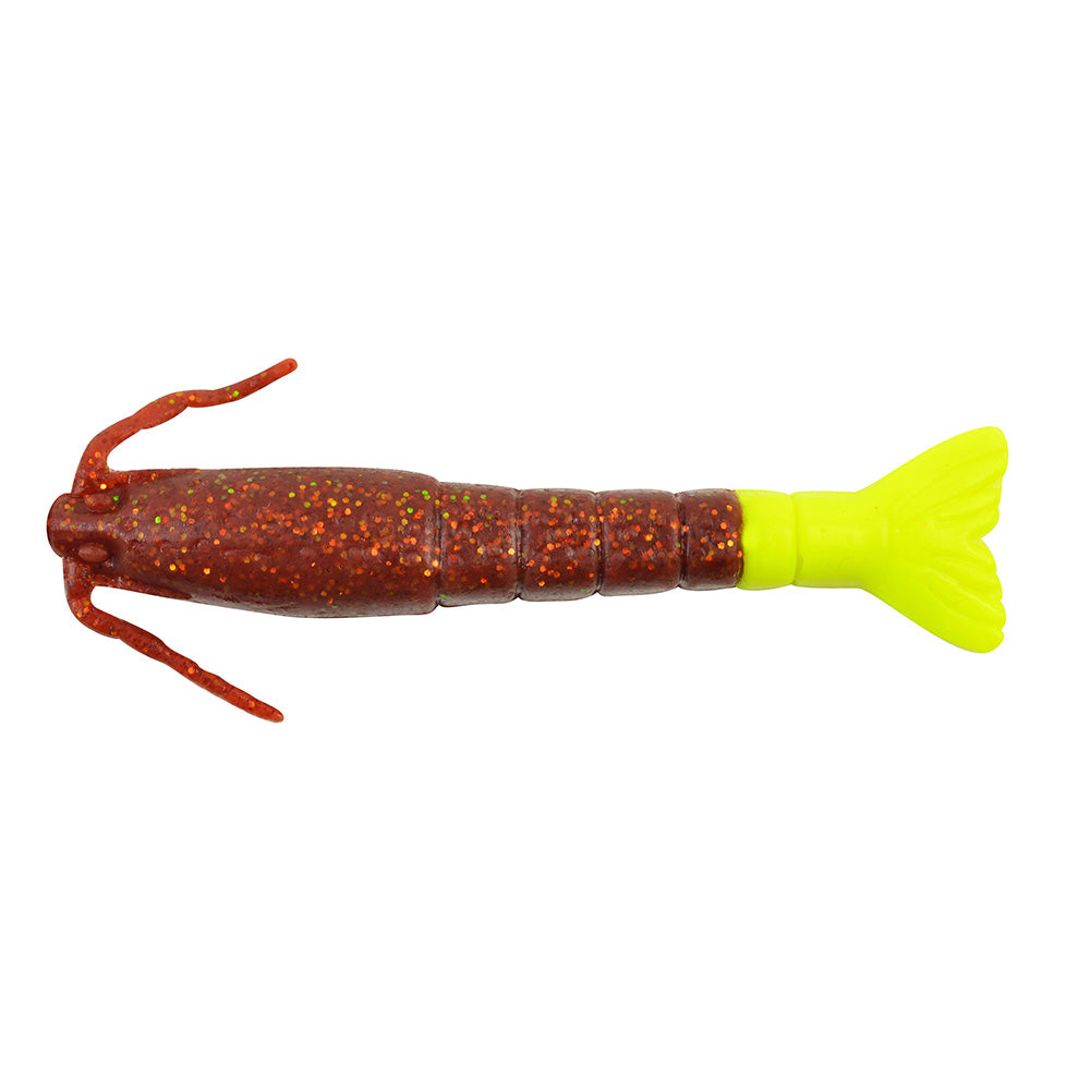 Berkley Gulp! Saltwater Shrimp - 3" - Root Beer Gold/Chartreuse