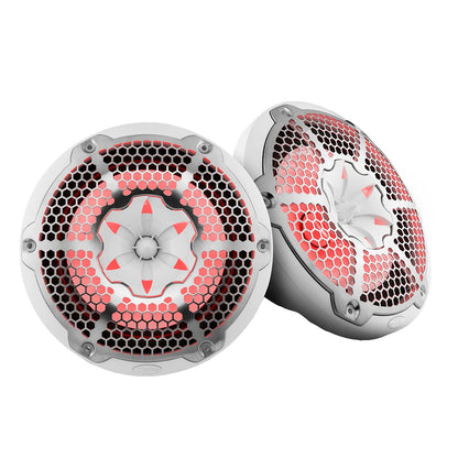 DS18 HYDRO 10" 2-Way Speakers w/Bullet Tweeter  Integrated RGB LED Lights - White