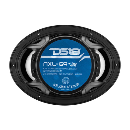 DS18 HYDRO 6 x 9" 2-Way Marine Speakers w/Integrated RGB LED Lights - 375W - Black